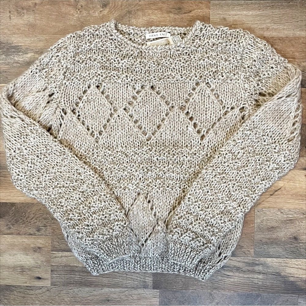Vtg | Hand Knit Multi-Pattern Pullover Sweater - image 4